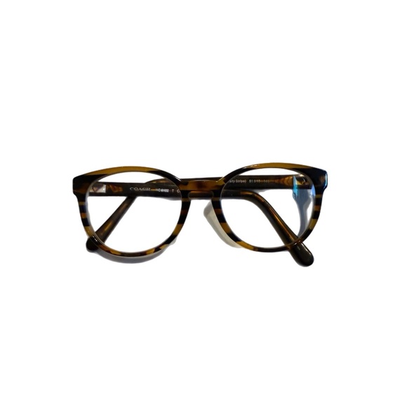 Coach Women's Eyeglasses HC 6102 5440 Black Amber Glitter Varsity Stripe Frames - Picture 1 of 10